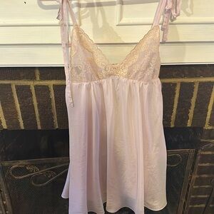 Victoria’s Secret Purple Silk Babydoll Nightie Floral Embroidered M-